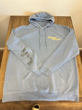 Morgan Wallen Light Blue Crewneck Hoodie - Front Logo & Sleeve Graphic